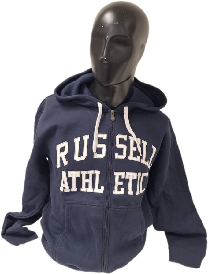 RUSSEL ATHLETIC / HOODY/ LONG ZIPPER / NAVY/ WHITE APLIC-M