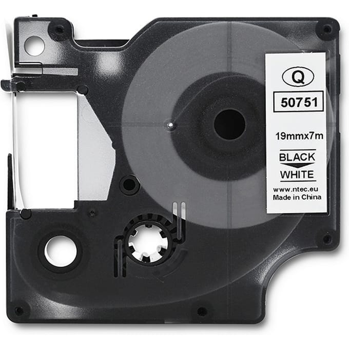Qoltec Tape voor DYMO D1 45803, 45808 |   19 mm x 7 m |   Wit/zwarte print