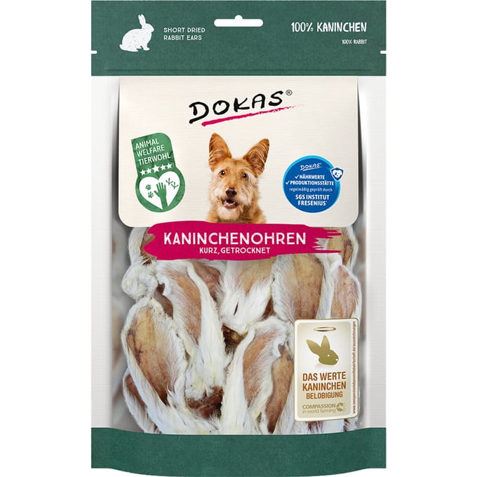 100g Konijnenoren met Vacht Dokas Hondensnacks