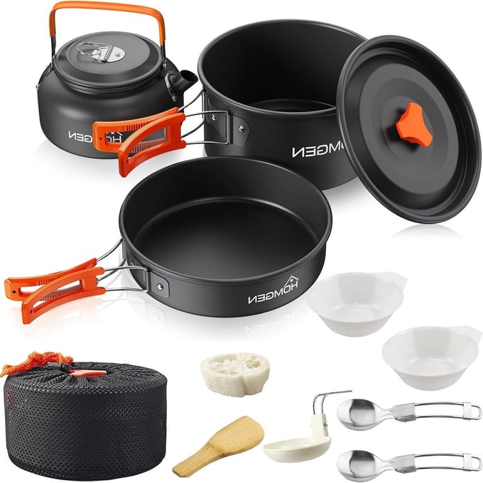 Lichtgewicht aluminium campingkookset voor 2-3 personen