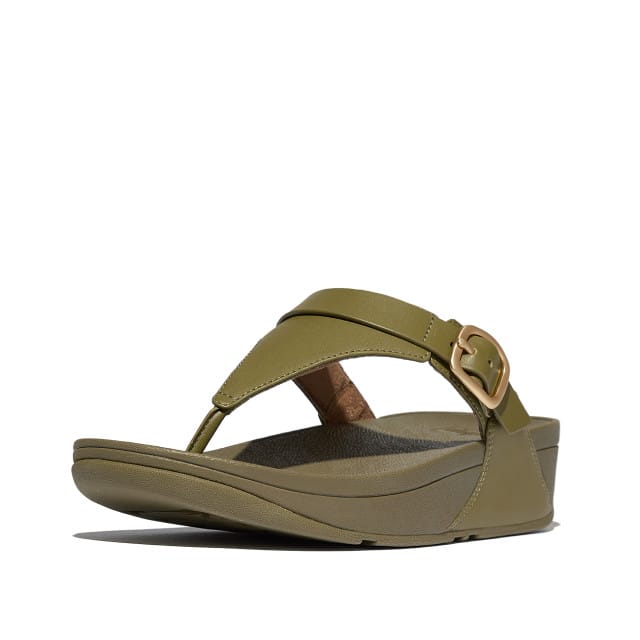 FitFlop Damen Flip Flops Lulu Adjustable Toe Post-Leather ES8 Camo-Green-41