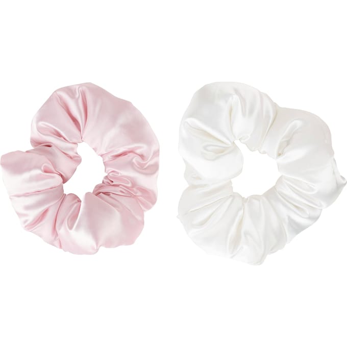 brushworks Large Cloud Scrunchies Pink &amp; White 2 st