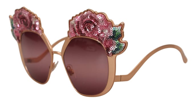 Dolce & Gabbana Pink Gold Rose Sequin Borduursel DG2202 Dames Zonnebril