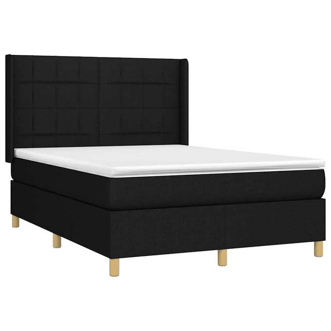 vidaXL - Boxspring - met - matras - stof - zwart - 140x200 - cm