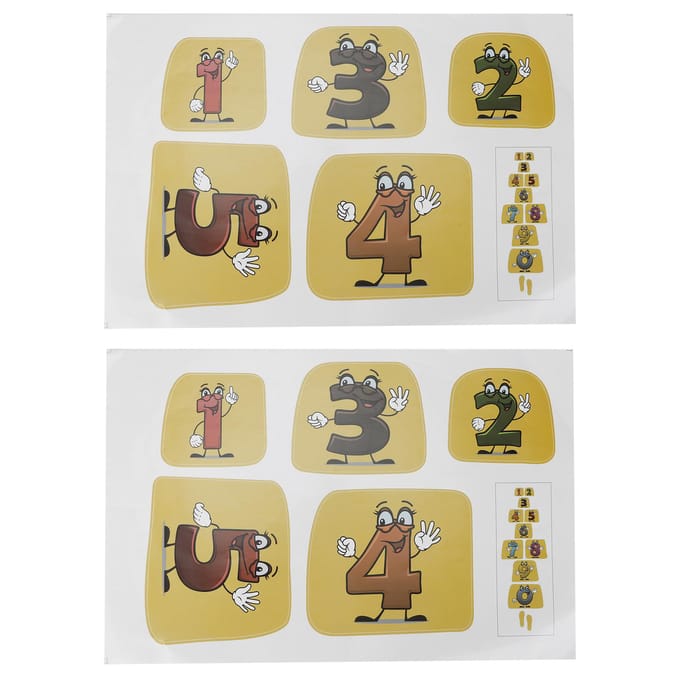 2 Sets Puzzel Decoratieve Muursticker Digitale Springrooster Sticker Kleuterschool Grondsticker beige