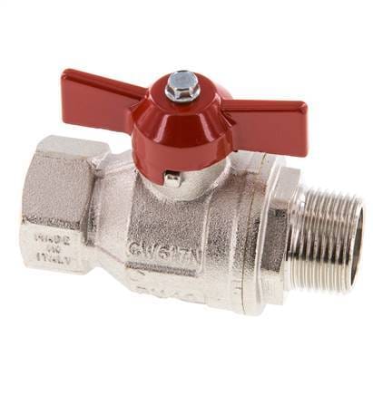 Buiten x Binnendraad R/Rp 3/4 inch Vlinder Handle 2-Weg Messing Kogelkraan - BL2BN-M-MF-NK-034