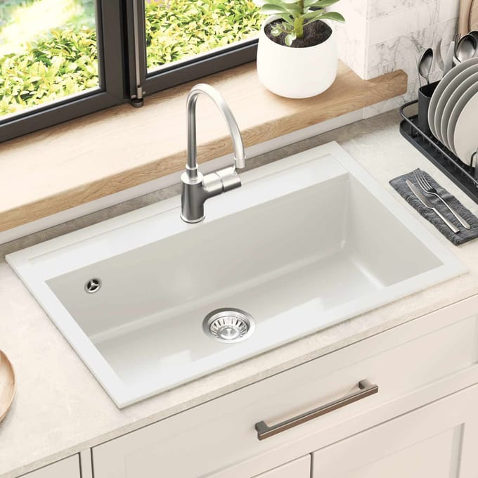 vidaXL - Wasbak - Graniet - 795 - x - 505 - mm - Wit