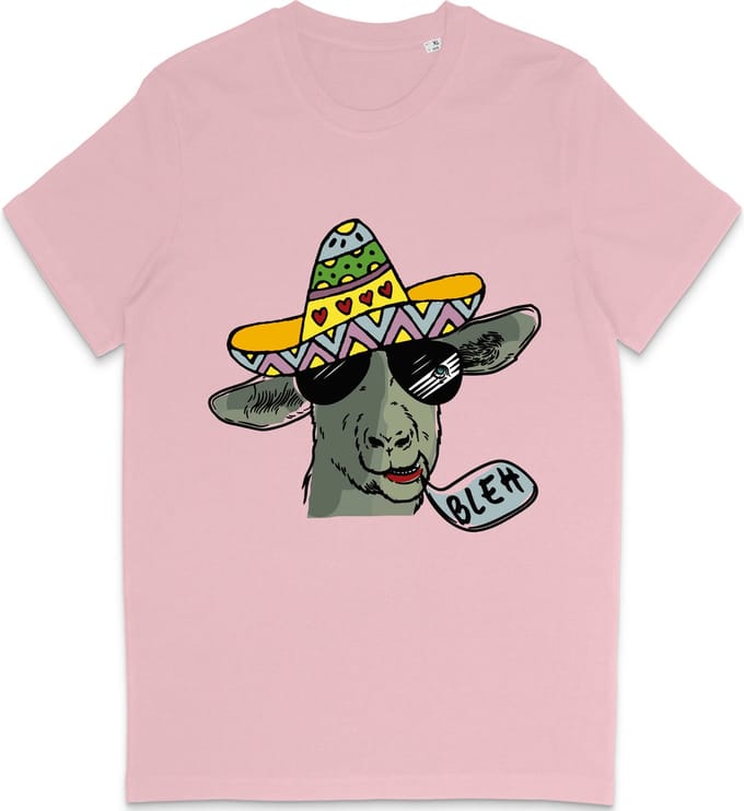 Grappig T Shirt Heren - T Shirt Dames - Cartoon Geit - Roze - M