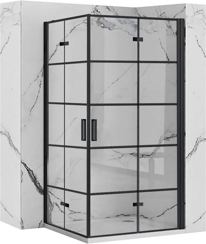 Rea Molier Black Double 90X90 - 190 cm - Douchecabine - Vierkant - Zwart
