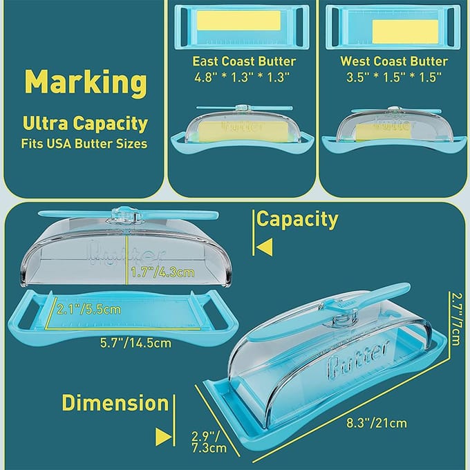 Beurrier avec couvercle et couteau, idéal pour la maison et le camping, passe au lave-vaisselle beige