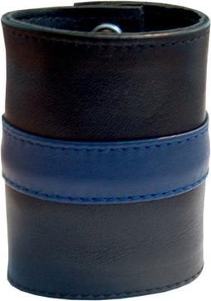 Mister b leather wrist wallet zip blue stripe l
