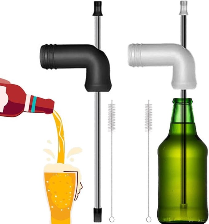Allecto - Stainless Steel Drinking Snorkel - Beer Bong Set - 30 cm