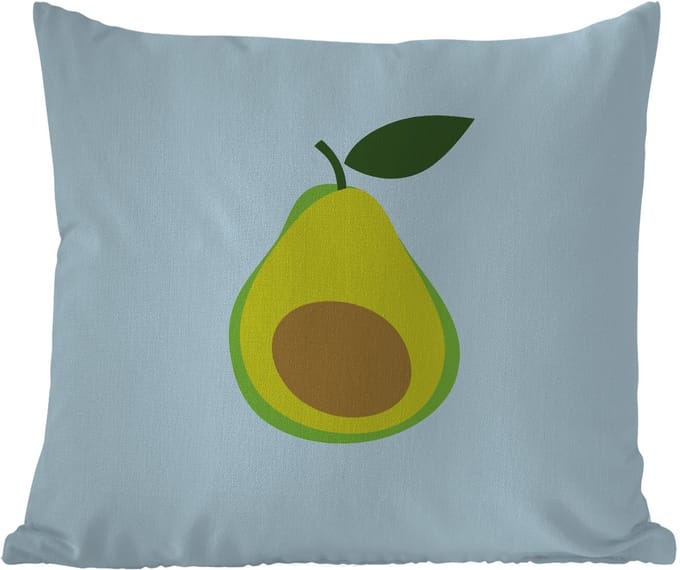 Buitenkussen Weerbestendig - Avocado - Illustratie - Groene - Vrucht - 50x50 cm
