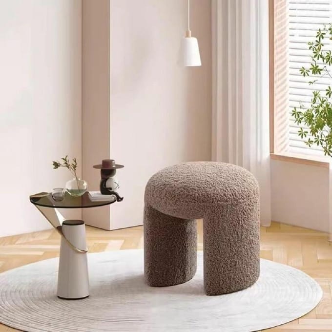 Velvet Accentbank - Voetkruk - Extra Zitplaats - Stevig Design - Max 100kg - Bruin