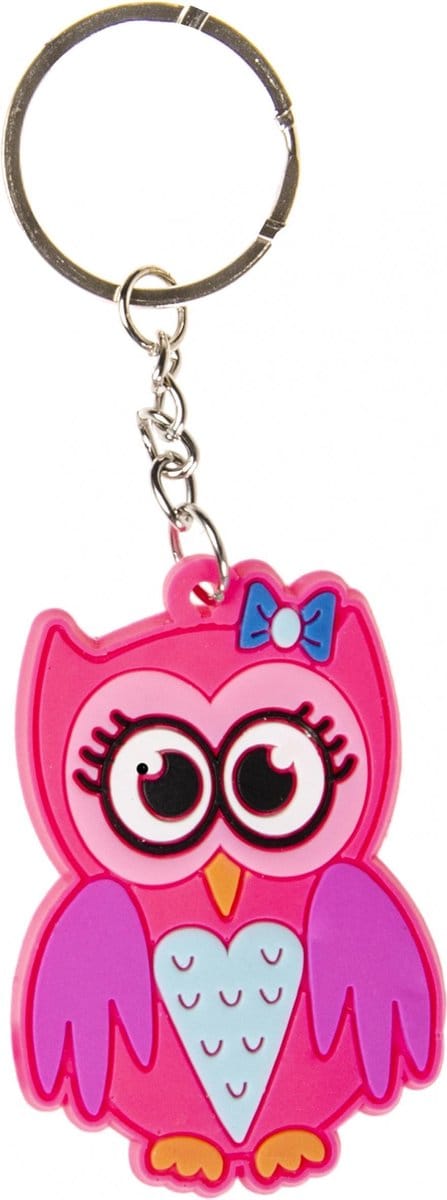 Lg-imports Sleutelhanger Uil Junior 3,5 Cm Rubber Roze