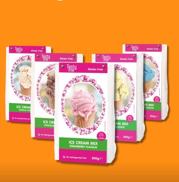 Set van 5 IJSMIXEN - mix voor ijs chocolade,Lemon aardbei en vanille GLUTENVRIJ