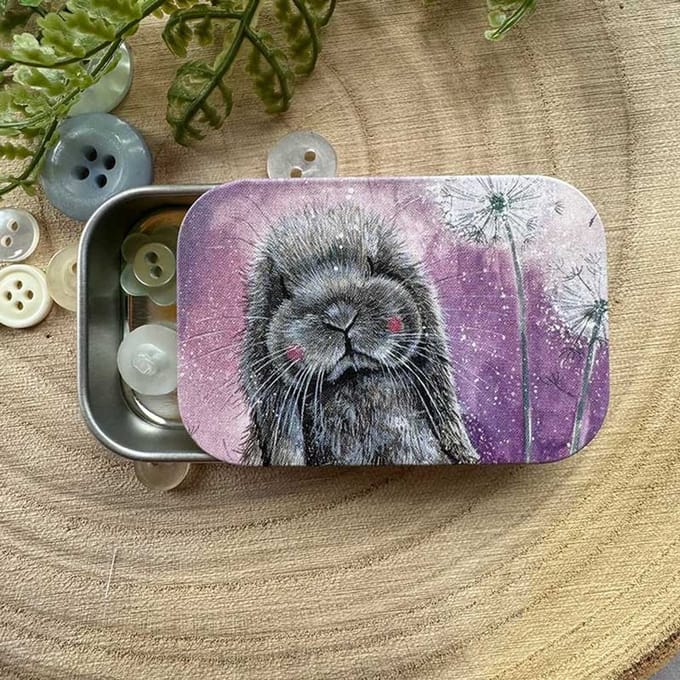 Alex Clark Sliding little Tin Misty ~ Langwerpig klein opbergblikje Konijn