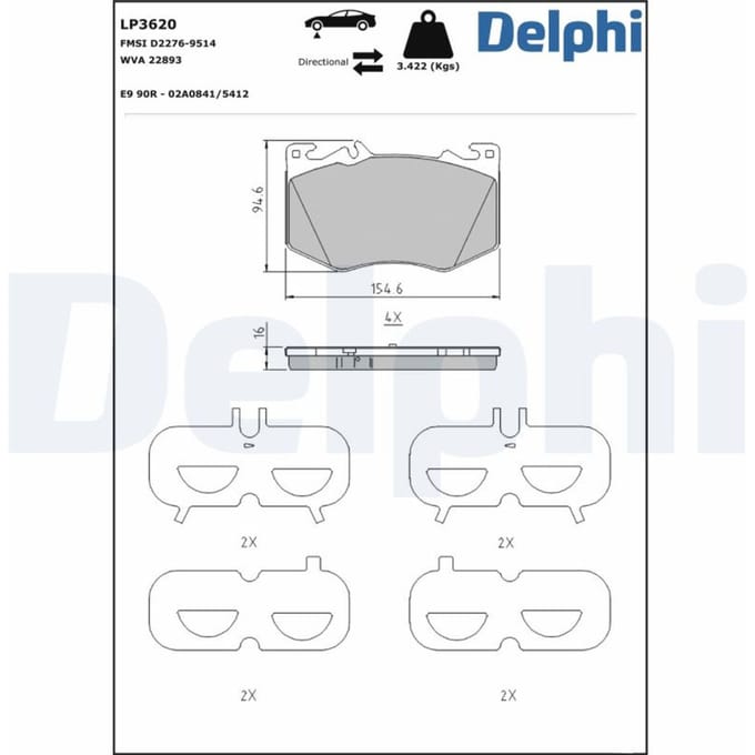 Remblokset DELPHI LP3620, voor