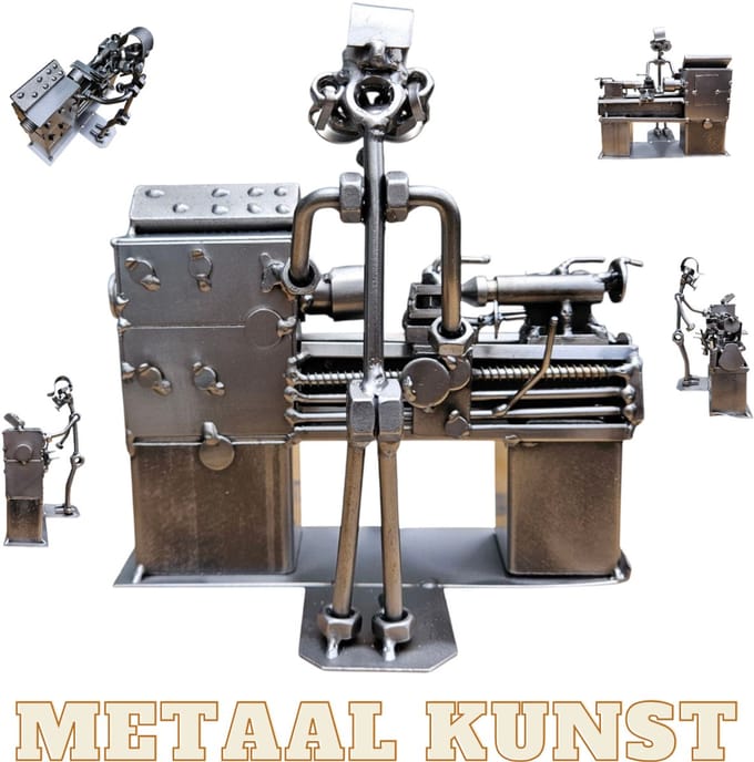 Draaier aan de draaibank-metaal beeld-metaal kunst-operator van CNC-uniek-het best cadeau-sinterklas gift-kerst-geschenk