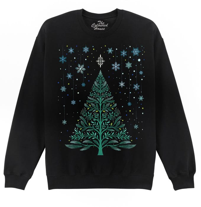 Kerstboom Christmas Night Snowy Tree The Coloured House Sweater S