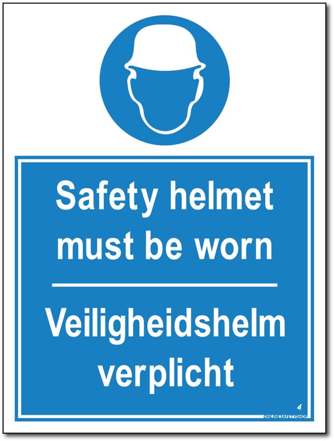 Veiligheidshelm verplicht bord - Aluminium - 30 x 40 cm