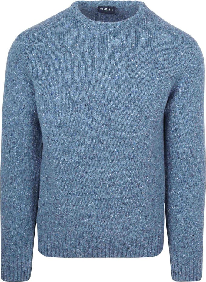 Suitable Trui Donnegal Tweed Eco Wool Blauw - Maat L - Heren - Pullover - Sweater