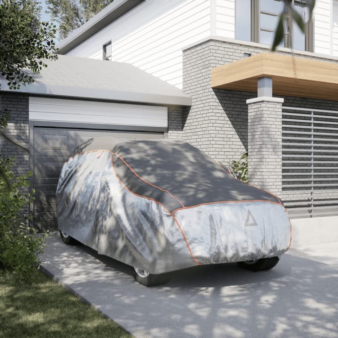 Bâche de Voiture SUV pour Protection contre la Grêle Couverture Complète Taille Moyenne Gris et Argent
