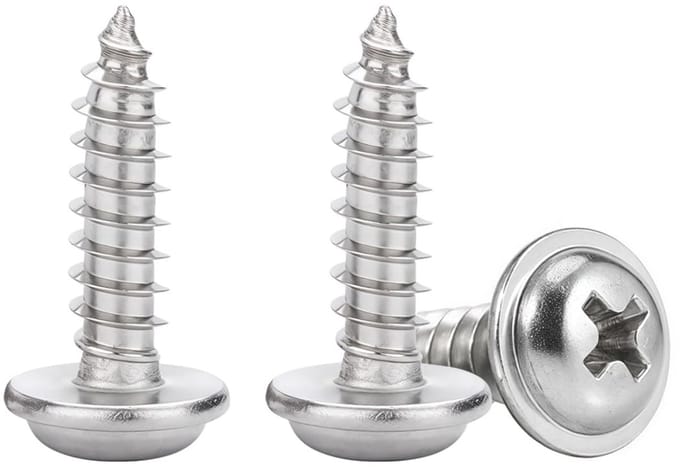 Zelftappende Schroeven met RVS Ring, A2 V2A, 10mm, Voor Hout en DIY Projecten, Verpakking van 50 Stuks