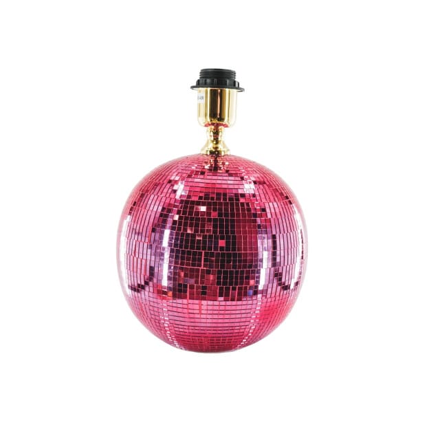 Housevitamin Disco Tafel Lamp – 20x20 cm – Roze – Glas – Discobal – E27 Fitting – Met Snoer – Spiegelend Lichteffect