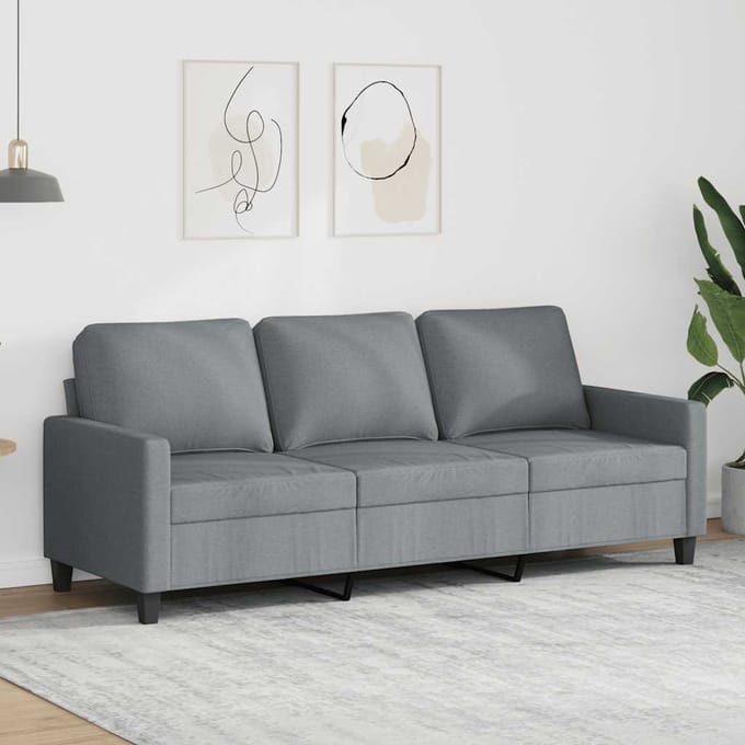 Vidaxl Bank 3-Persoons, Lichtgrijs, 180 Cm, Bekleed met Stof