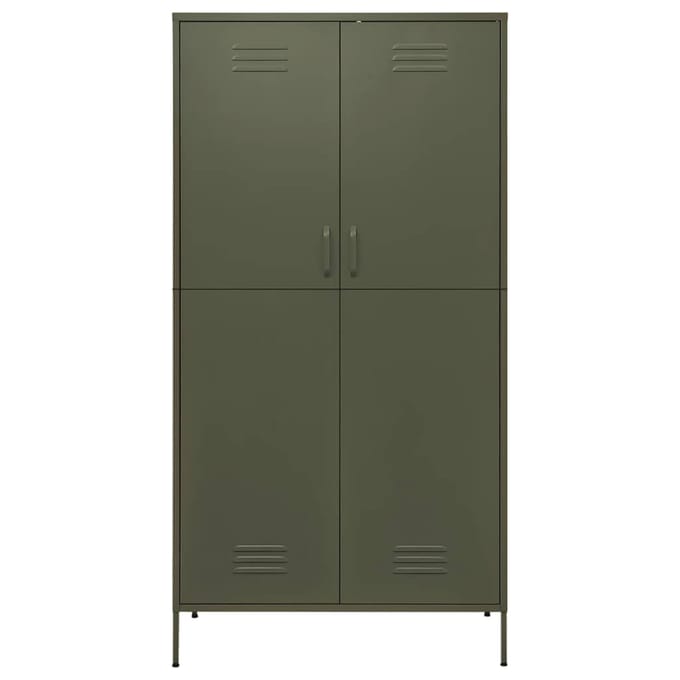 vidaXL - Kledingkast - 90x50x180 - cm - staal - olijfgroen