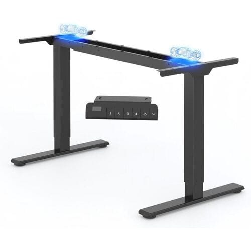 FlexiSpot E1 PRO Elektrisch Zit-sta Bureau, Dubbel Motorontwerp, LED Hoogte-indicator, 4 Geheugenhoogtes, Zwart