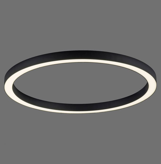 PURE LED plafondlamp Lines, Ø 70 cm, antraciet, CCT, afstandsbediening