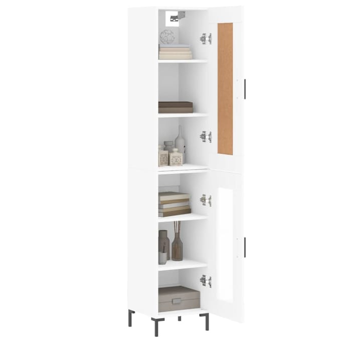 vidaXL - Hoge - kast - 34,5x34x180 - cm - bewerkt - hout - wit