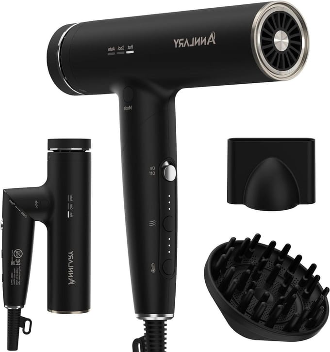 Haardroger met Diffuser - Krullend Haar Föhn - Kroesvrij Haar - Plasma-ionen Technologie - 1500 W - Zwart