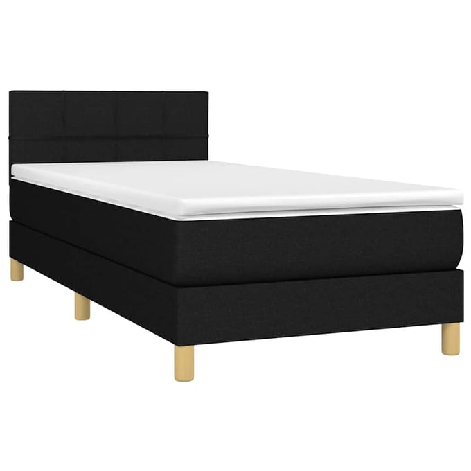 vidaXL - Boxspring - met - matras - en - LED - stof - zwart - 90x200 - cm