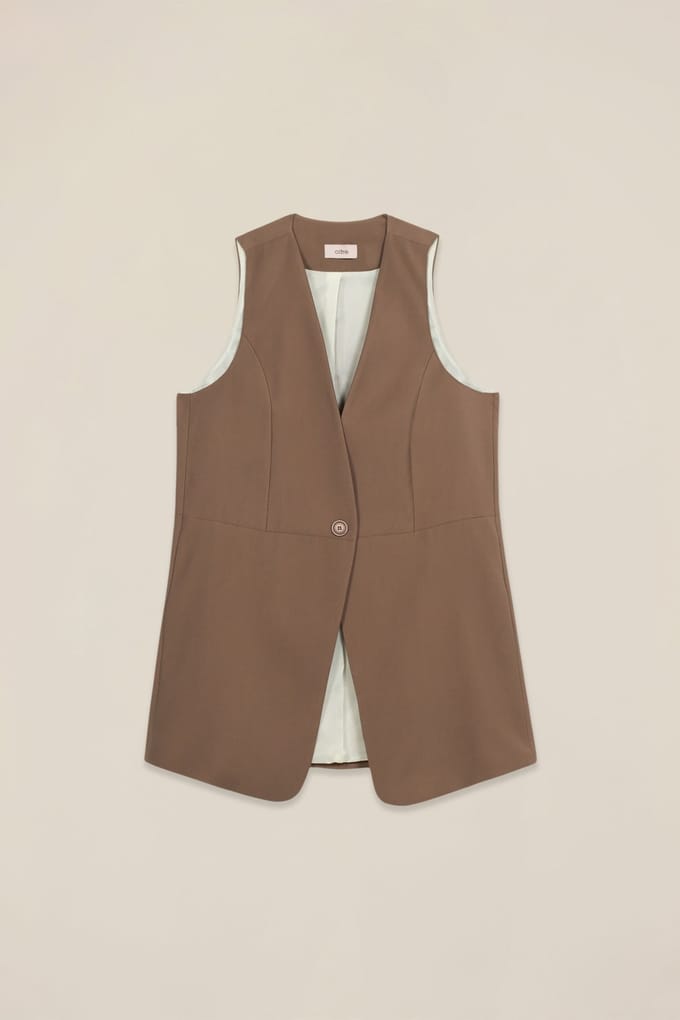 Oltre Vest In Viscose Blend Fabric Brown Taglia: 44 | Gilet Outlet | Donna | Marrone
