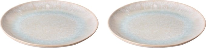 Palmer - Bord - Light Blue Sea - 22,5 cm - Wit/Lichtblauw - Stoneware - Bordenset - 2 stuks