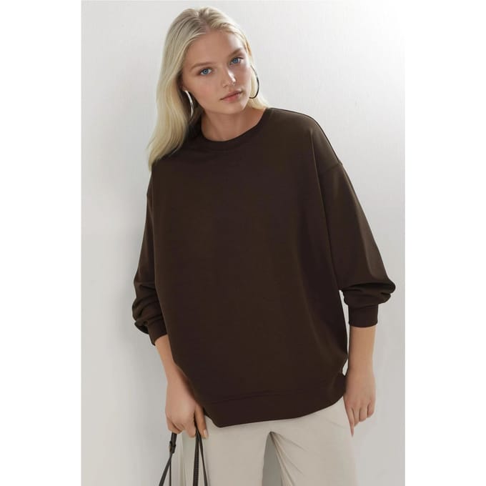 Ontspannen Pasvorm Crewneck Gebreide Sweater