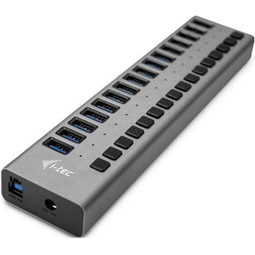 I-Tec USB 3.0 Charging HUB 16 port + Stroom AV / multimedia paneel 90 W USB hub - 16 - Grijs