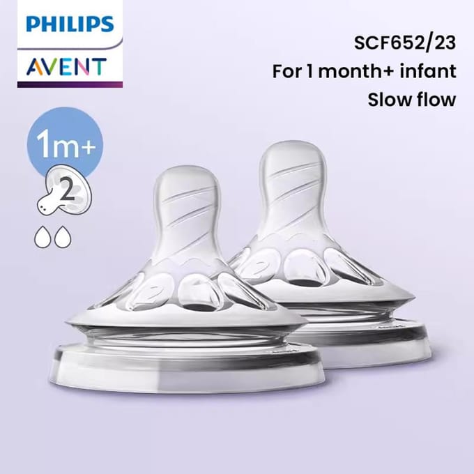 Philips Avent Tétine de Biberon Calibre Large Silicone de Qualité Alimentaire SCF652/23 2 Pièces white