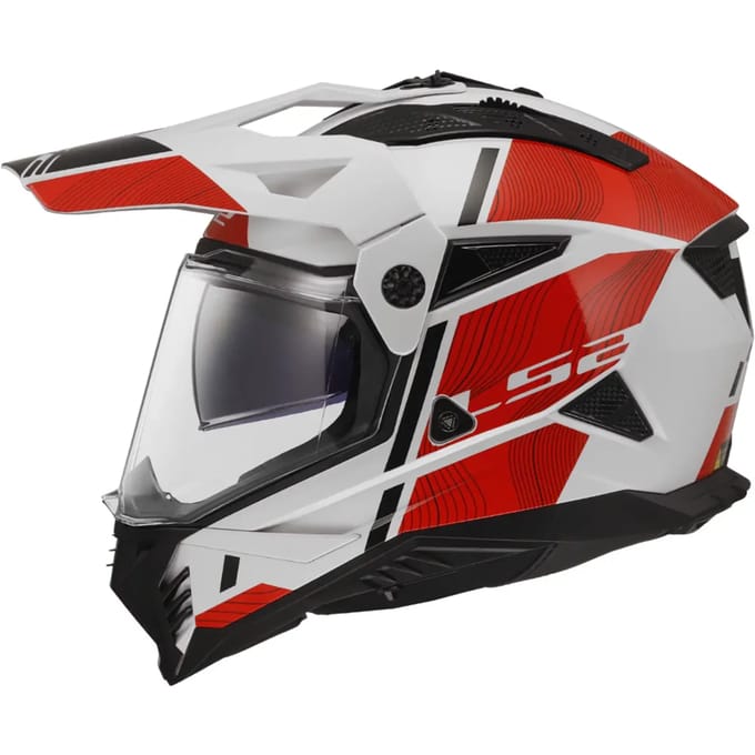 LS2 MX702 Pioneer II Hill Wit Rood Adventure Helm - Helm