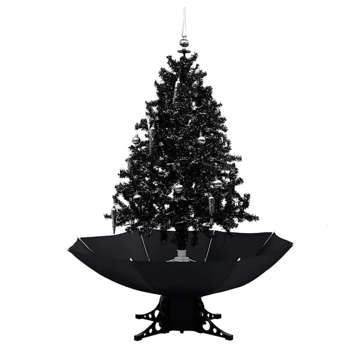 vidaXL - Kerstboom - sneeuwend - met - paraplubasis - 140 - cm - PVC - zwart