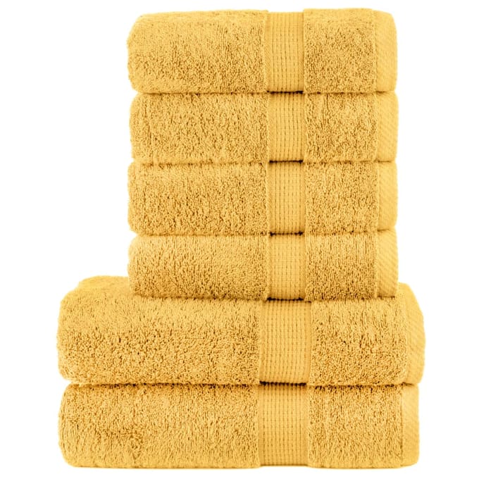 vidaXL - 6-delige - Handdoekenset - SOLUND - 600 - g/m² - goudkleurig