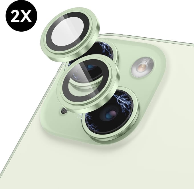 Camera Lens Screen Protector geschikt voor iPhone 15 / iPhone 15 Plus Camera Lens Protector - Groen - Screenprotector - 2 stuks - Camera Protector geschikt voor iPhone 15 - Gehard Glas - Eenvoudige Installatie