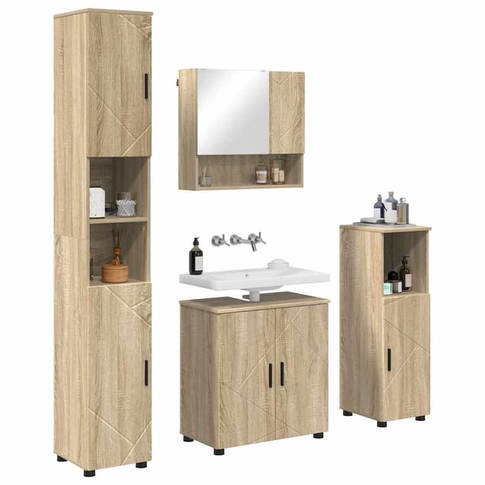 vidaXL - Badkamermeubel - Set - 4 - st - Sonoma - Eik - 61 - x - 35 - x - 64 - cm