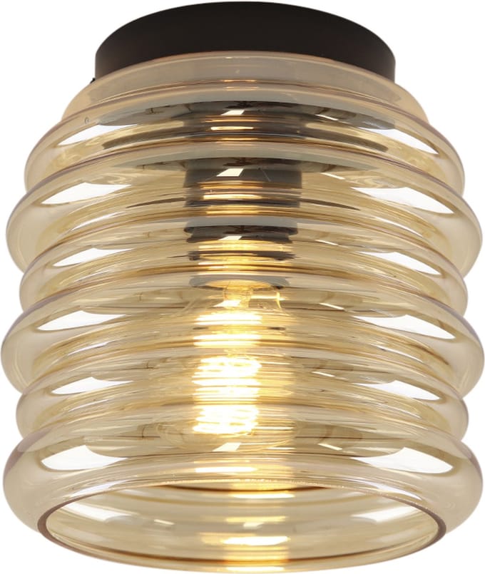 Olucia - KAREN - Plafondlamp - Amber / Zwart - Vorm: Ovaal