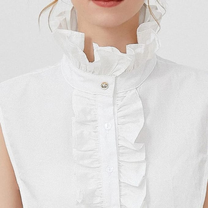 WiseGoods Premium Verstelbare Losse Kraag Blouse - Dameskleding Wit - Boord Met Ruches - Blouses Accessoire - Dames Kleding