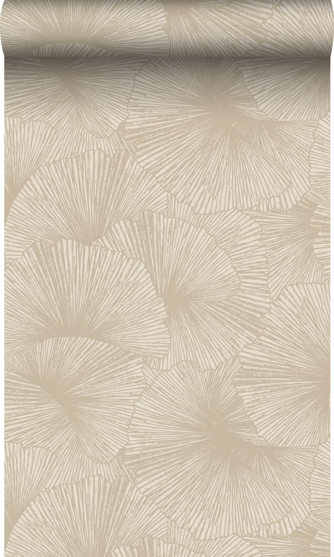Origin Wallcoverings behang 3D-motief bladeren beige - 53 cm x 10.05 m - 348006