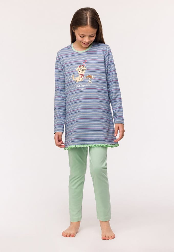 Woody pyjama meisjes - labradoodle - streep - 242-10-BLB-S/961 - maat 140